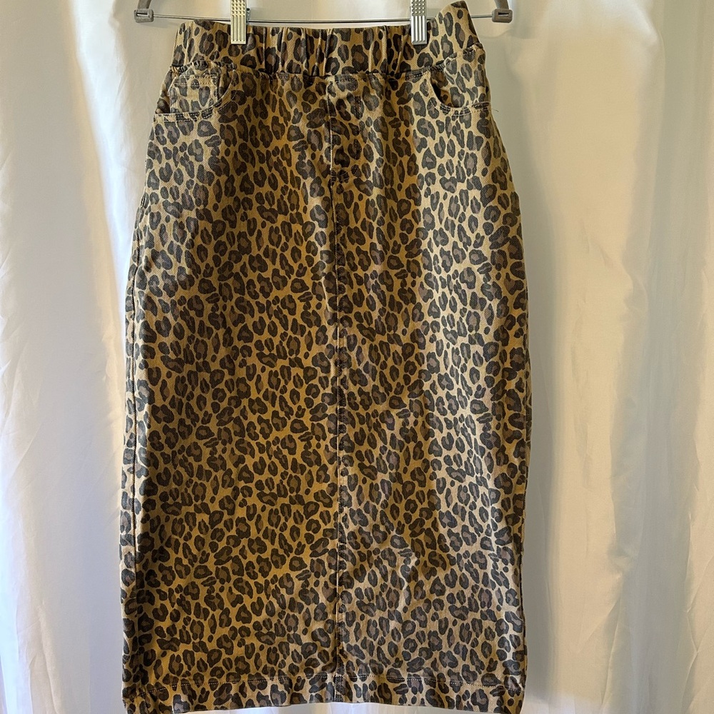 Nuggles Leopard Print Denim Skirt